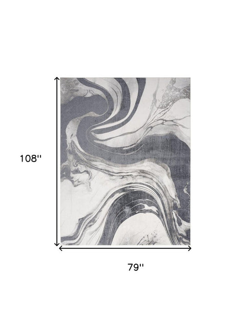 7' X 9' Gray Abstract Area Rug