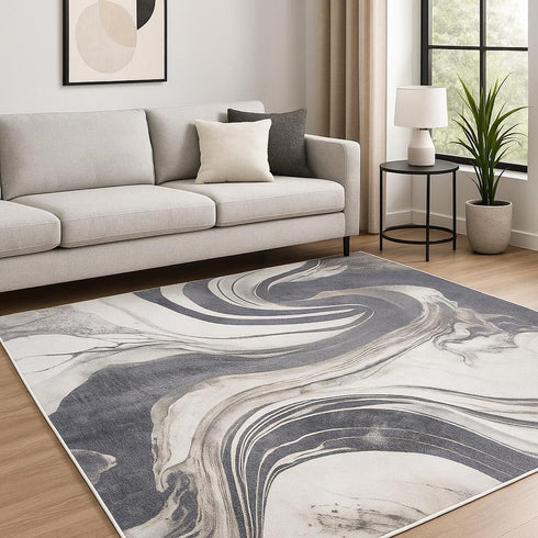 7' X 9' Gray Abstract Area Rug