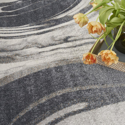 7' X 9' Gray Abstract Area Rug