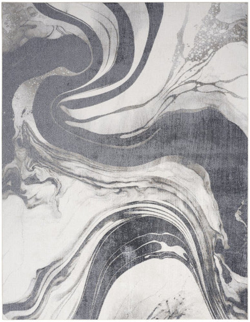 7' X 9' Gray Abstract Area Rug