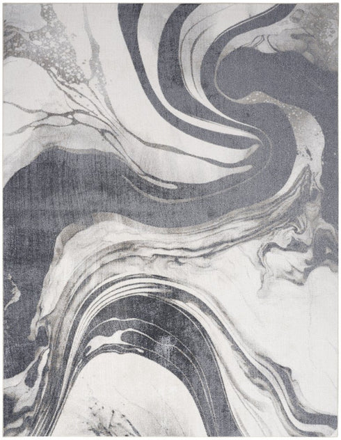7' X 9' Gray Abstract Area Rug