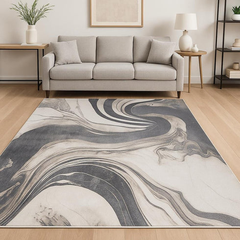 8' X 10' Gray Abstract Area Rug