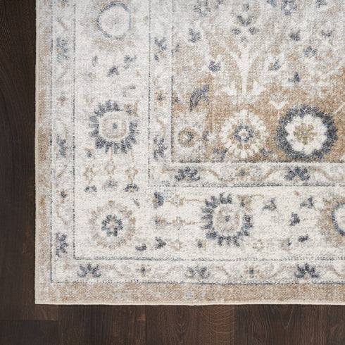 8' X 10' Tan Floral Distressed Area Rug