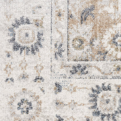 8' X 10' Tan Floral Distressed Area Rug