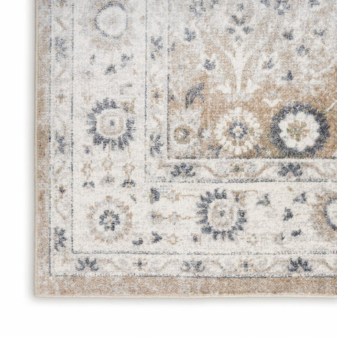 8' X 10' Tan Floral Distressed Area Rug