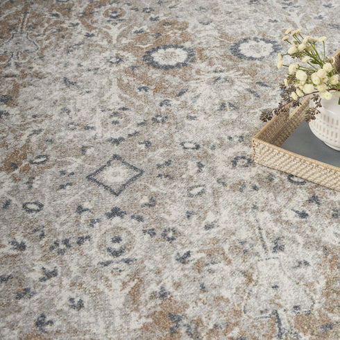 8' X 10' Tan Floral Distressed Area Rug