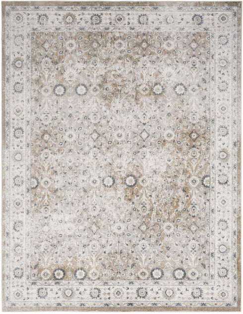 8' X 10' Tan Floral Distressed Area Rug