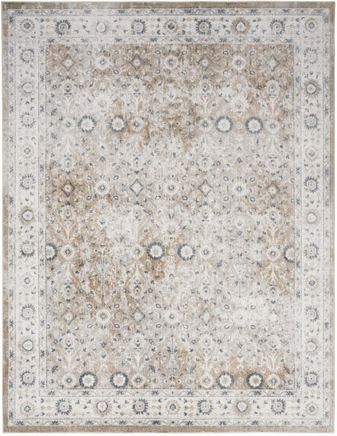 8' X 10' Tan Floral Distressed Area Rug
