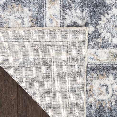 8' X 10' Blue Floral Distressed Area Rug