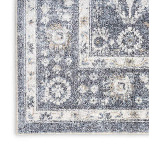8' X 10' Blue Floral Distressed Area Rug