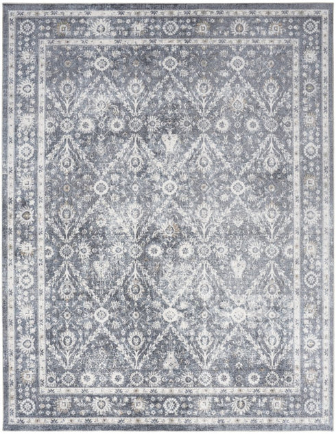 8' X 10' Blue Floral Distressed Area Rug