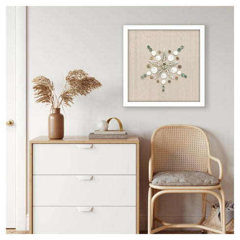 Caparazon Seashells and Coastal Icons White Framed Wall Art