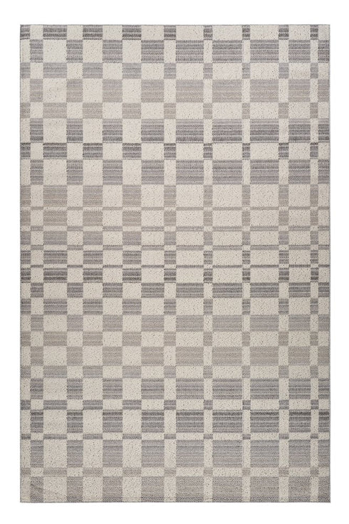 8' X 11' Gray and Beige Checkered Distressed Area Rug