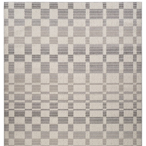 8' X 11' Gray and Beige Checkered Distressed Area Rug