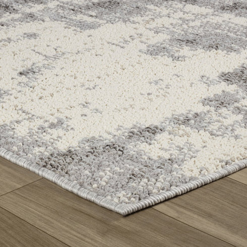 8' Gray And Beige Abstract Distressed Runner Rug