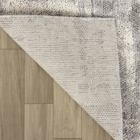 8' Gray And Beige Abstract Distressed Runner Rug