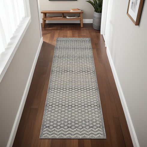 8' X 11' Gray and Beige Moroccan Distressed Area Rug