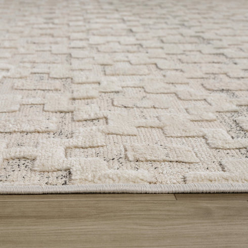 5' X 8' Cream and Beige Moroccan Area Rug