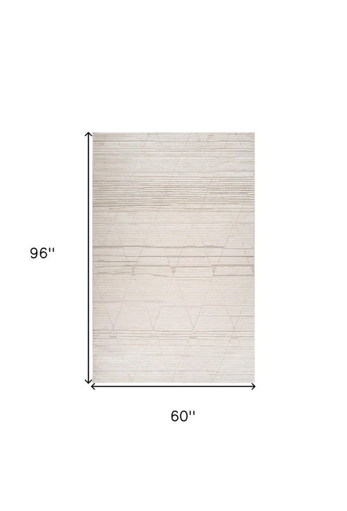 5' X 8' Cream and Beige Abstract Area Rug