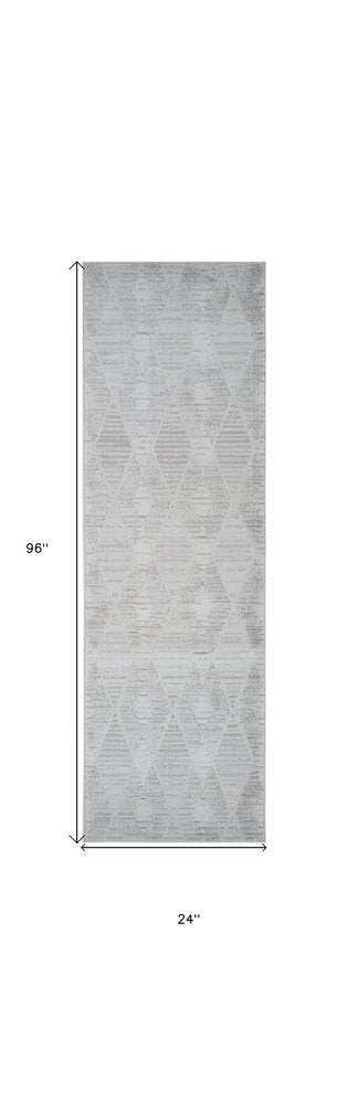 8' X 11' Gray and Ivory Geometric Distressed Area Rug