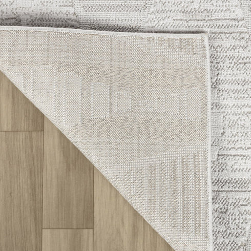 8' X 11' Gray and Ivory Geometric Distressed Area Rug