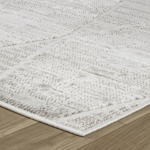 8' X 11' Gray and Ivory Geometric Distressed Area Rug