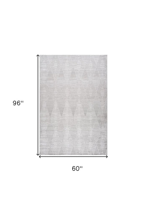 8' X 11' Gray and Ivory Geometric Distressed Area Rug