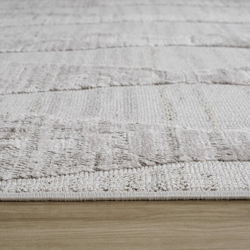 8' X 11' Gray and Ivory Geometric Distressed Area Rug