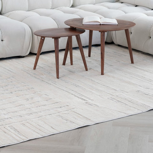5' X 8' Gray and Beige Geometric Distressed Area Rug