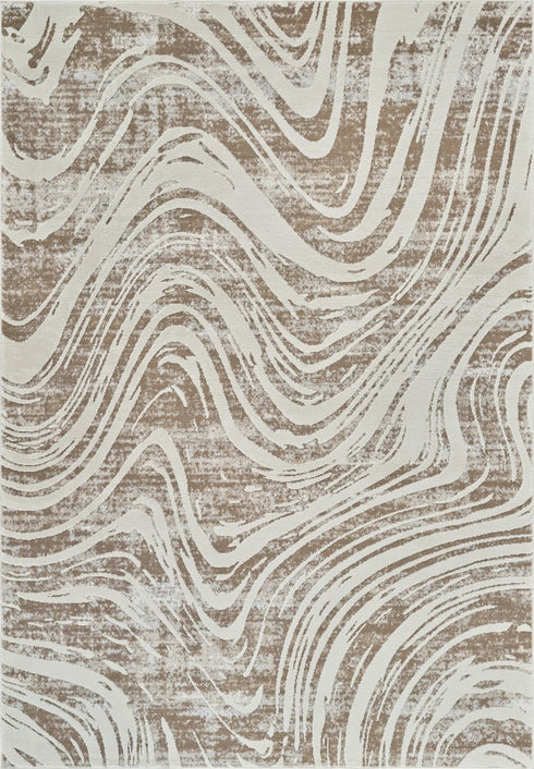 8' X 11' Beige and Brown Abstract Distressed Area Rug