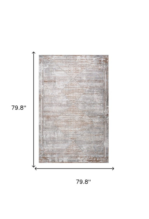8' X 11' Gray and Brown Abstract Distressed Area Rug