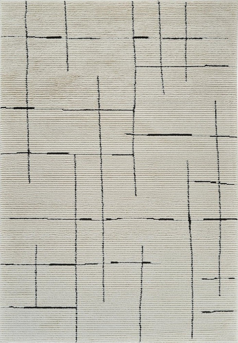 5' X 8' Cream and Green Abstract Distressed Area Rug