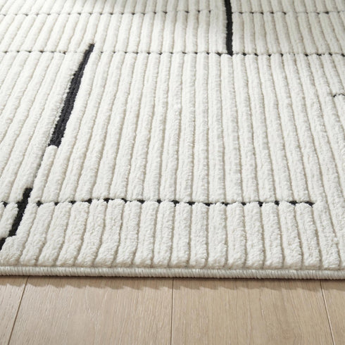 5' X 8' Cream and Green Abstract Distressed Area Rug