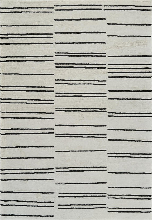 8' X 11' Cream and Black Abstract Distressed Area Rug