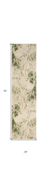 6' Beige And Green Abstract Runner Rug