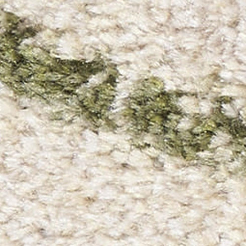 6' Beige And Green Abstract Runner Rug