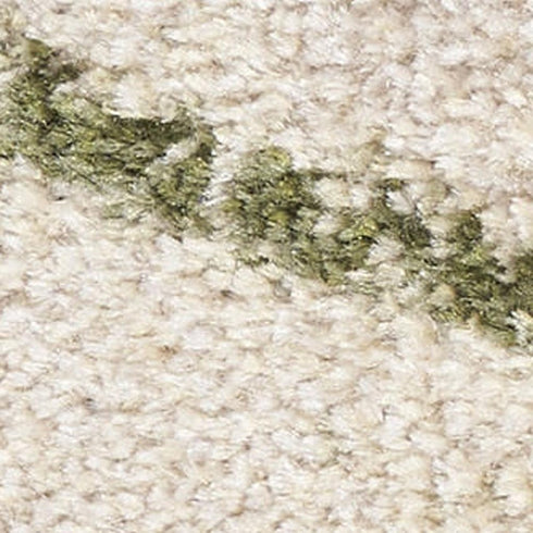 6' Beige And Green Abstract Runner Rug