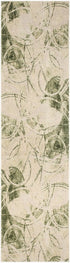 6' Beige And Green Abstract Runner Rug