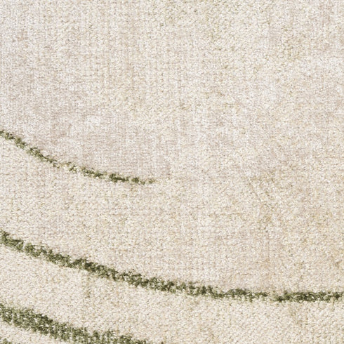 6' Beige And Green Abstract Runner Rug