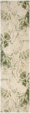 6' Beige And Green Abstract Runner Rug