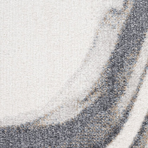 6' Ivory Gray And Charcoal Abstract Runner Rug