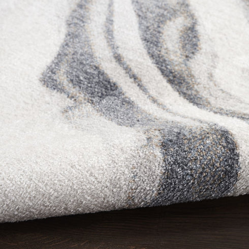 6' Ivory Gray And Charcoal Abstract Runner Rug