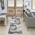 6' Ivory Gray And Charcoal Abstract Runner Rug