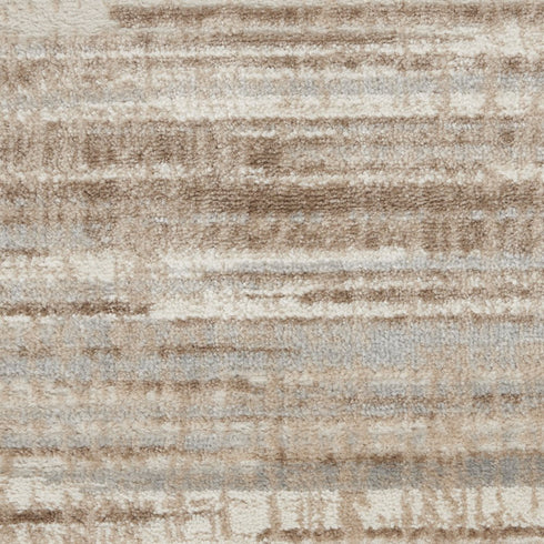 8' Ivory and Gray Abstract Non Skid Runner Rug
