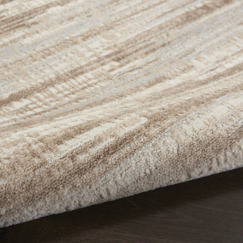 8' Ivory and Gray Abstract Non Skid Runner Rug