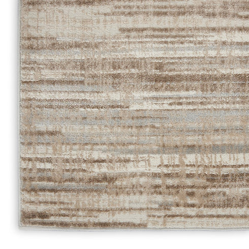 8' Ivory and Gray Abstract Non Skid Runner Rug