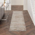 8' Ivory and Gray Abstract Non Skid Runner Rug