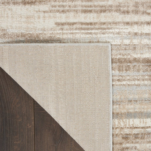 8' Ivory and Gray Abstract Non Skid Runner Rug