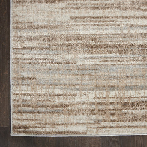 8' Ivory and Gray Abstract Non Skid Runner Rug