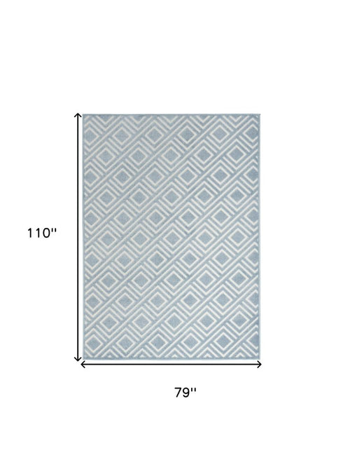 8' X 10' Blue Geometric Area Rug